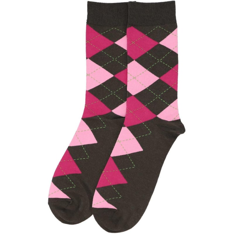 tiemart Men's Socks, One Pair (Graphite Gray and Pink Argyle) - Image 4